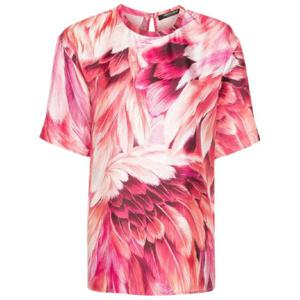 25 FW 로베르토 카발리 플루마지 프린트 실크 티셔츠 SWT6444QL71 TP432175643