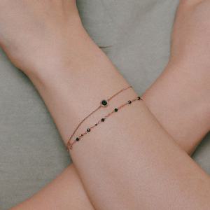 제이로렌 라운드 스피넬 로즈골드 실버 팔찌 B01036