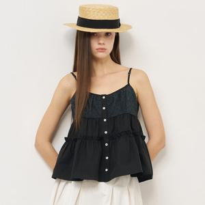 WOMAN 셔링 버튼 슬리브리스 블라우스 [BLACK] / WBE2L03527