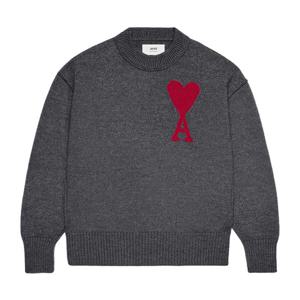 아미 빅 하트 로고 오버사이즈 니트 그레이 BFUKS006 018 084