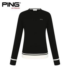 [핑][PING] 2025년 봄 신상 여성 배색 긴팔 니트 121E1SR051_BK