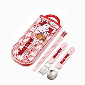 수저세트 헬로키티 캐릭터 나들이 젓가락 포크 슬라이드케이스