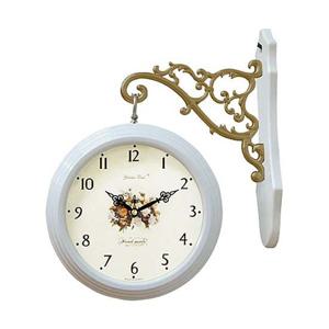 GB2235 무소음 화이트장미 메탈 양면 벽시계 제조한국