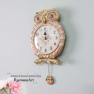 쓰리스윗부엉이 핑크 무소음 인테리어 벽시계 벽걸이