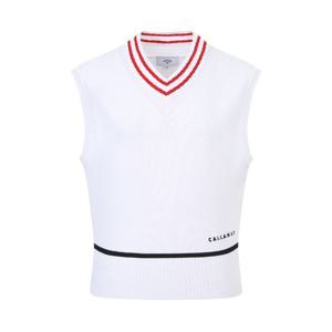 캘러웨이골프조끼 PQC CWSO23S404_WH 여성 V넥 솔리드 니트베스트