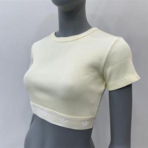 아디다스 여성 리브드 반팔 크롭 탑 반팔 티셔츠 JD0040