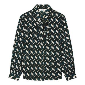 [베스띠벨리]셰브런 패턴 리본 블라우스 BJBAI2414