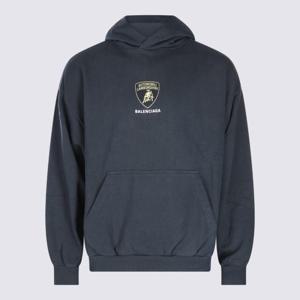 발렌시아가 미디엄 핏 후드 티셔츠 767877TSVR11083 Black