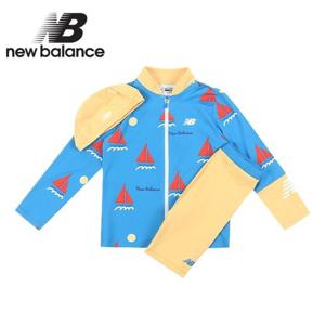 뉴발란스 키즈 5부 래쉬가드 집업 세트(NK9RE2111U-50)_블루