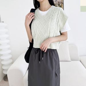 샵앤) 국산 여성 브이넥 오버핏 니트 조끼 WDM-WKN-2LPPT1011