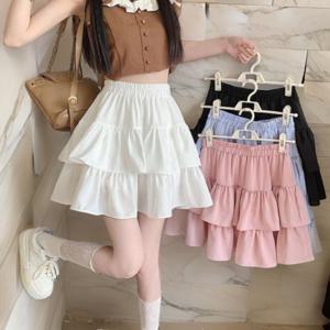 [다잇템]여자 잔주름 티어드 쁘띠 고무줄 스커트