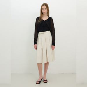 [올리브데올리브]언발 플리츠 미디 스커트 (OW5MS557)