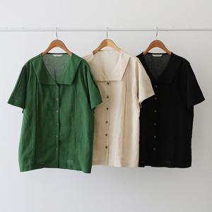 나야홍 / 빅사이즈반팔블라우스 K066L506 린넨핀턱주름블라우스