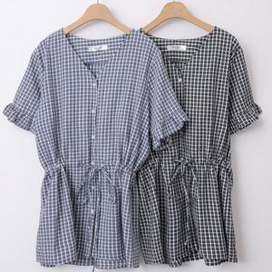 나야홍 / 빅사이즈셔링블라우스 U665L506 프릴린이지체크블라우