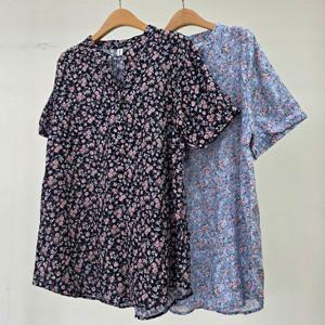 나야홍 / 빅사이즈반팔블라우스 U661L506 플라워헨리넥하프남방