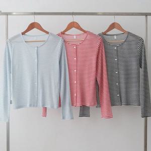 나야홍 / 빅사이즈줄지가디건티 U666L506 체리유넥줄무늬가디건