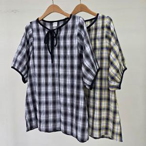 나야홍 / 빅사이즈반팔블라우스 U672L506 무자크퍼프리본블라우