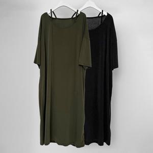 나야홍 / 빅사이즈반팔원피스 O422L506 쿨박스끈레이어드원피스