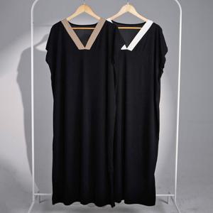 나야홍 / 빅사이즈브이넥원피스 L063L506 플리츠V넥배색원피스