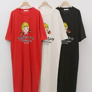 나야홍 / 빅사이즈반팔원피스 U365L506 실리오버핏유넥롱원피스