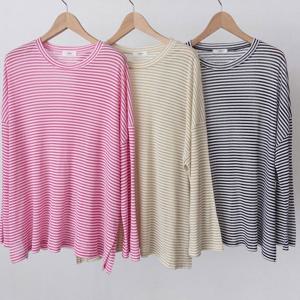 나야홍 / 빅사이즈긴팔티 U663L506 나나가오리핏줄지티셔츠 NM