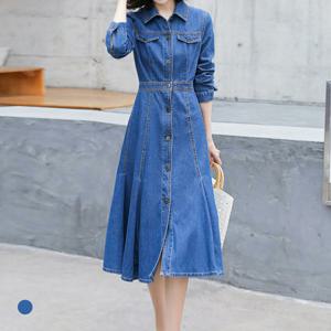 [카라]KARRA 캔톤버튼핀턱데님원피스_A5S0381