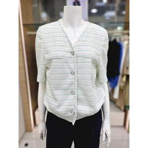 더아이잗 세이브존04 트위드 니트 배색 브이넥 재킷 IP5A0JK281