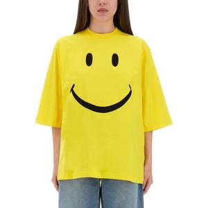 모스키노 옐로우 오버사이즈 크루넥 코튼 티셔츠 07175541 1027