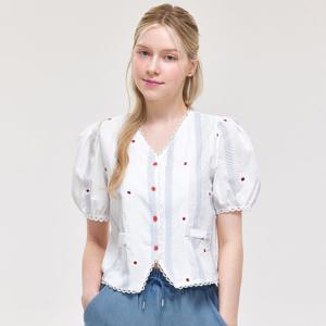 FOCUS  데이지 포켓 레이스 블라우스 PBVFF5M1BL5471