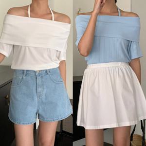 나야홍 / 빅사이즈반팔티 U725L506 페미닌오프숄더티셔츠 DD