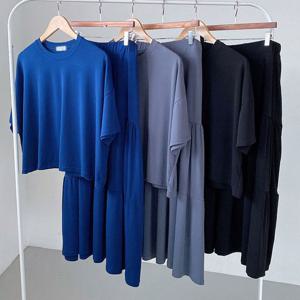 나야홍 / 빅사이즈치마투피스 U714L506 팝크롭주름스커트세트 R