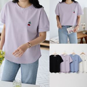 나야홍 / 위쉬몰 SM 앵두자수반팔티셔츠(U732H506) 빅사이즈