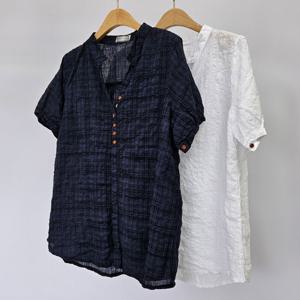 나야홍 / 빅사이즈반팔남방 S271L506 텐더주름체크반오픈남방 O