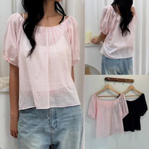 나야홍 / 위쉬몰 YP 솜도트넓은넥블라우스(U733H506) 빅사이즈