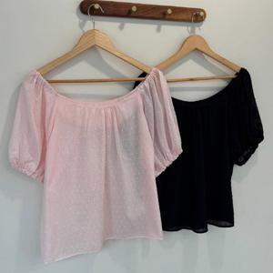 나야홍 / 빅사이즈레이스블라우스 U733L506 퍼도트볼륨퍼프블라