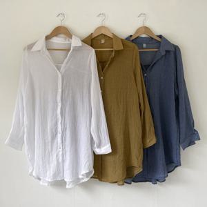 나야홍 / 빅사이즈루즈셔츠 P456L506 데일리아사면카라롱남방 I