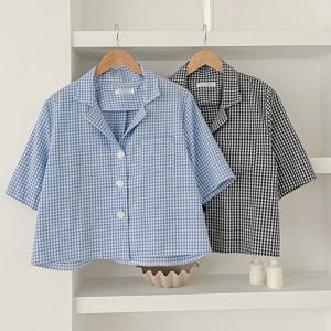 나야홍 / 빅사이즈크롭재킷 P617L506 썸머체크포켓루즈자켓 LT