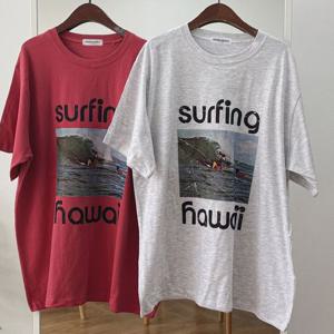 나야홍 / 빅사이즈빈티지티 U748L506 하와이픽쳐반팔티셔츠 GB