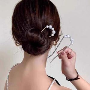 진주 비녀 올림머리 유핀 U자 비녀 DD-13087