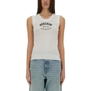 MOSCHINO JEANS KNIT TOP WITH INLAY LOGO 088837024002
