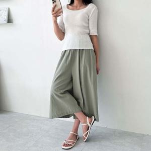 티유 8부 마 와이드 통바지 USD-240512