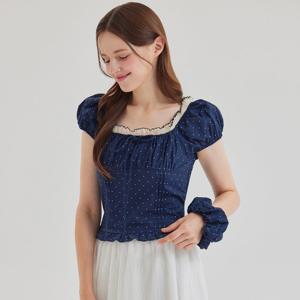 FOCUS   슈슈SET 스퀘어넥 도트 핀턱 블라우스 PBBF5M1BL5801