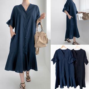 나야홍 / 위쉬몰 GL 프릴린린넨브이원피스(U785H506) 빅사이즈