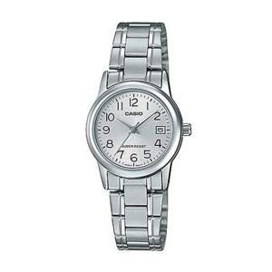 카시오 LTP-V002D-7B 여성 라운드 아날로그 메탈 손목 시계