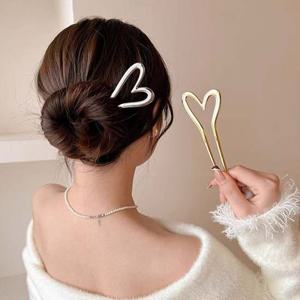 하트 비녀 올림머리 유핀 U자 비녀 DD-13088