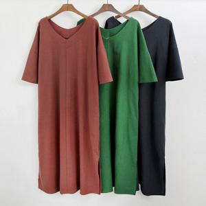 나야홍 / 빅사이즈반팔원피스 5320L507 심플트임면원피스 EM