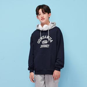 [에꼴리에] 남녀공용 가을신상 배색후드 레터링 후드티(25C0701)