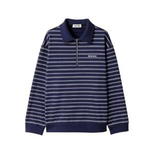 미우미우 스트라이프 하프 지퍼 폴로 셔츠 MJL773SOOO174V
