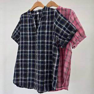 나야홍 / 빅사이즈블라우스 U503L507 차이나카라V체크셔츠 OL