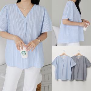 나야홍 / 위쉬몰 BN 하늘핀턱브이블라우스(U901H507) 빅사이즈